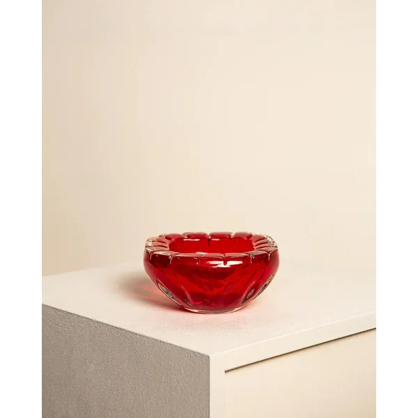 Grand vide-poches en verre de murano rouge 60's