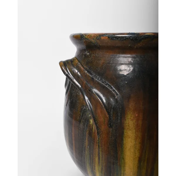 Green Blue and Yellow Ceramic Vase with Handles, 1950s.
