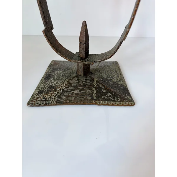 Hammered Metal 2 Arm Candlestick, Poland Mid Century