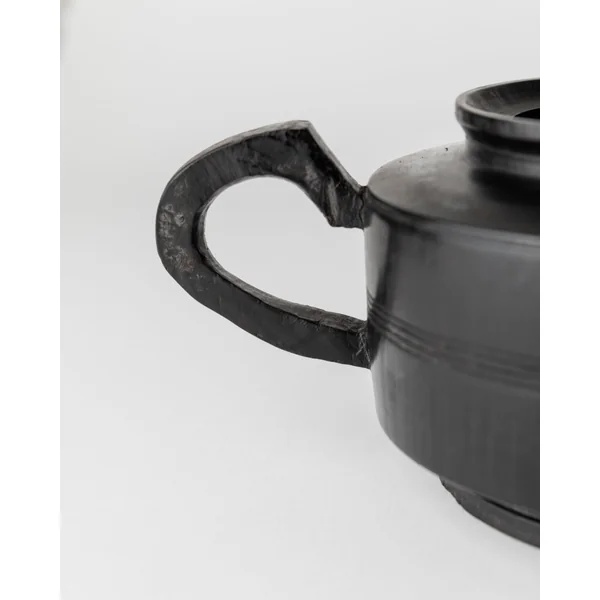 Handcarved Black Wood Teapot, 1920s