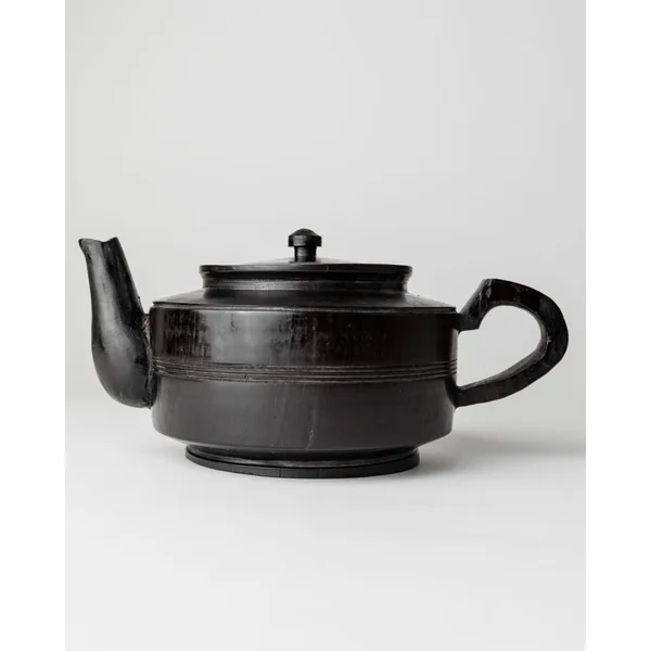 Handcarved Black Wood Teapot, 1920s