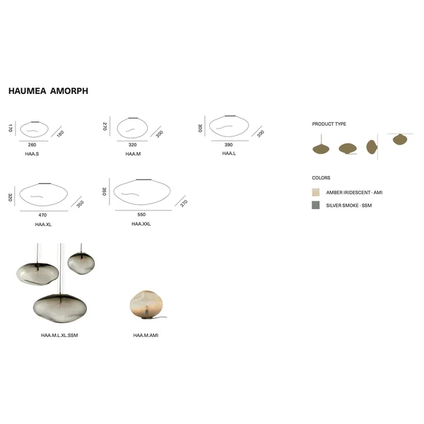 HAUMEA AMORPH table lamp - size S (L: 26cm), M (L: 32cm), L (L: 40cm), XL (L: 47cm)