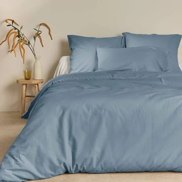Housse de couette coton lin Valentine - Bleu Gris - 240 x 220 cm