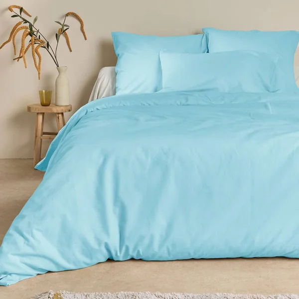 Housse de couette coton lin Valentine - Lichen Bleu - 260 x 240 cm