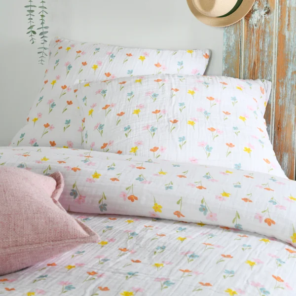 Housse de couette et deux taies d'oreiller gaze de coton (240 x 220 cm) Heloise Multicolore