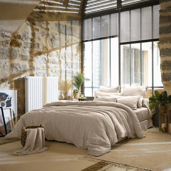 Housse de couette gaze de coton (240 x 220 cm) Gaïa Beige pampa