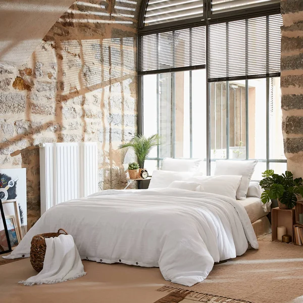 Housse de couette gaze de coton (240 x 220 cm) Gaïa Blanc chantilly