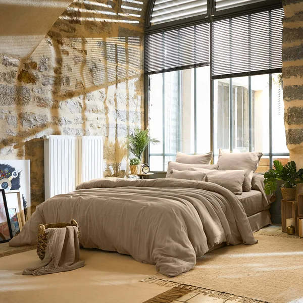 Housse de couette gaze de coton (240 x 220 cm) Gaïa Ficelle