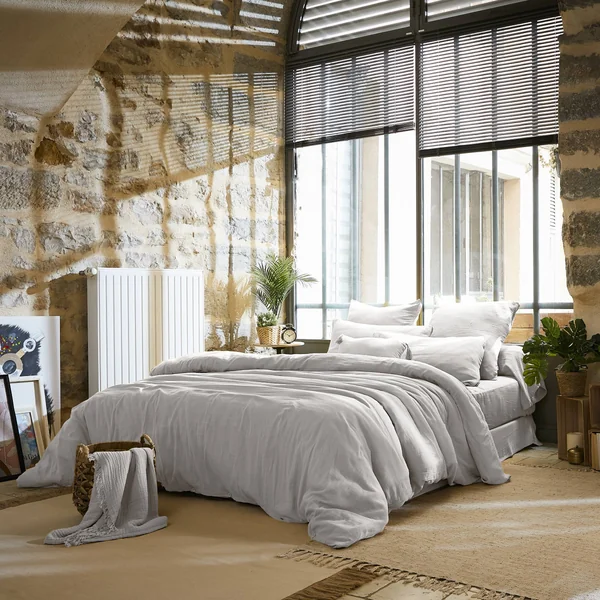 Housse de couette gaze de coton (240 x 220 cm) Gaïa Gris nuage