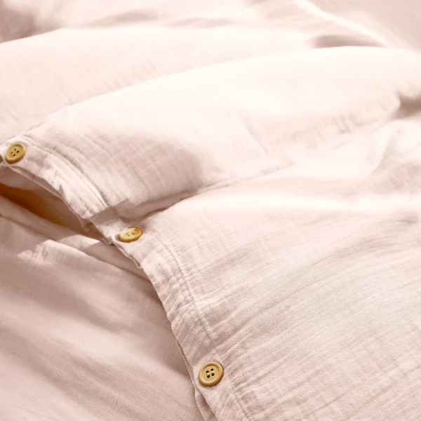 Housse de couette gaze de coton (240 x 220 cm) Gaïa Rose poudré