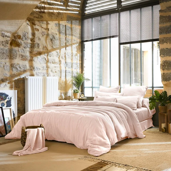Housse de couette gaze de coton (240 x 220 cm) Gaïa Rose poudré