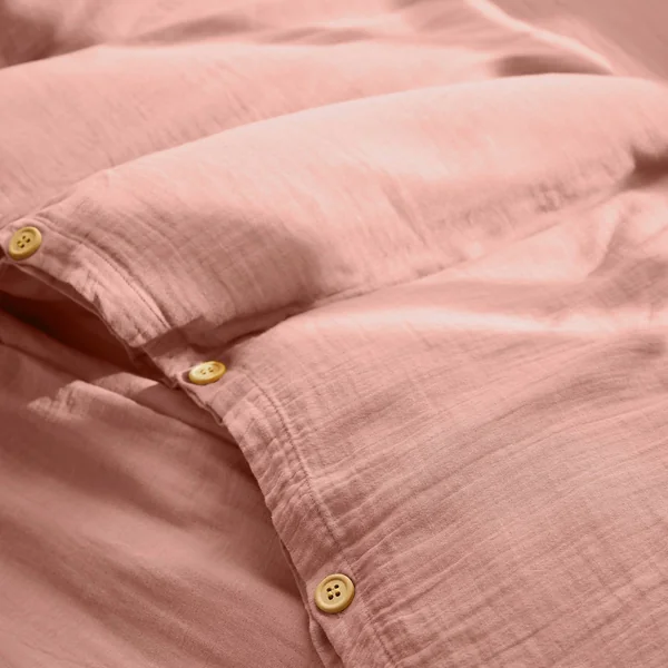 Housse de couette gaze de coton (240 x 220 cm) Gaïa Rose pêche