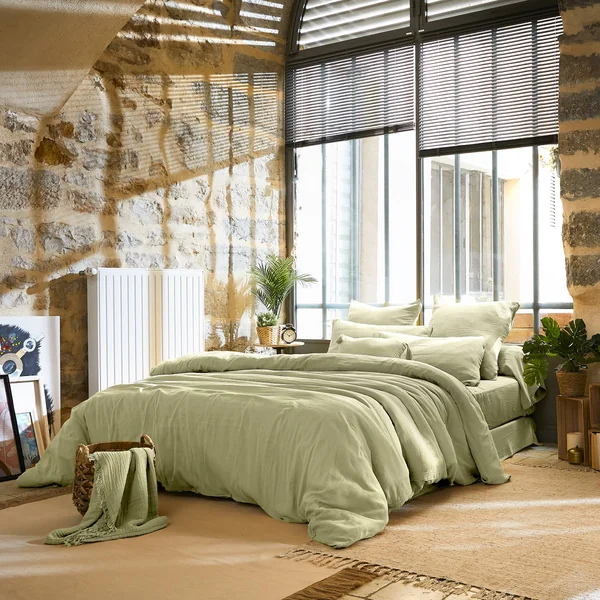 Housse de couette gaze de coton (240 x 220 cm) Gaïa Vert tilleul