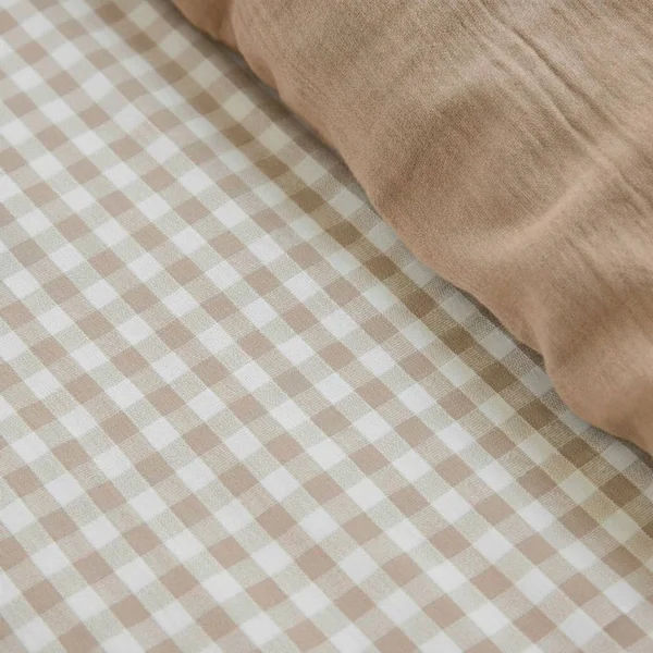 Housse de couette gaze de coton (280 x 240 cm) Gaïa vichy Ficelle