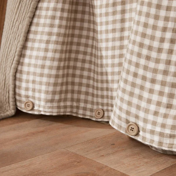 Housse de couette gaze de coton (280 x 240 cm) Gaïa vichy Ficelle