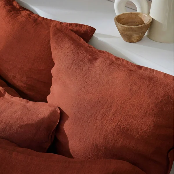 Housse de couette lin lavé (280 x 240 cm) Louise Terracotta