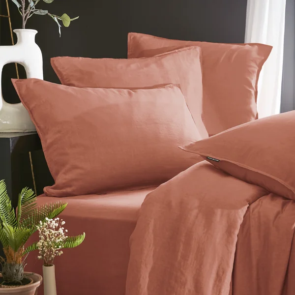 Housse de couette lyocell Tencel™ lavé (260 x 240 cm) Olivia Terracotta