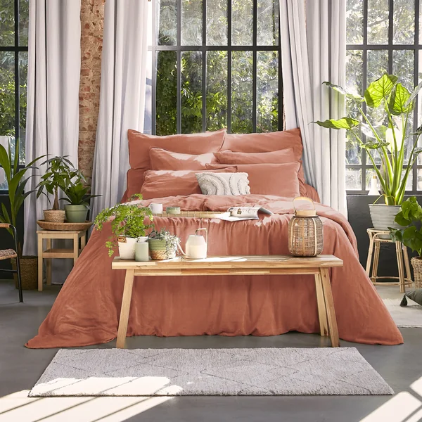 Housse de couette lyocell Tencel™ lavé (260 x 240 cm) Olivia Terracotta
