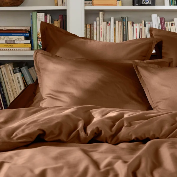 Housse de couette percale de coton (240 x 220 cm) Cali Marron chocolat