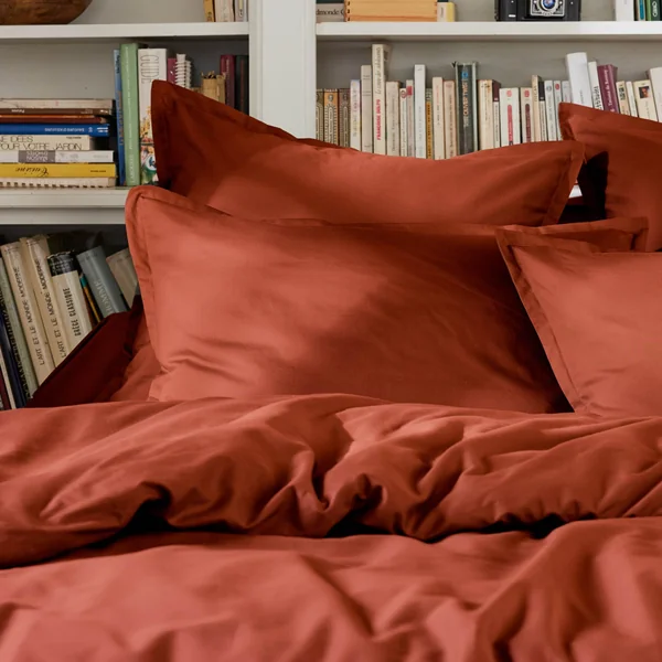 Housse de couette percale de coton (260 x 240 cm) Cali Terracotta