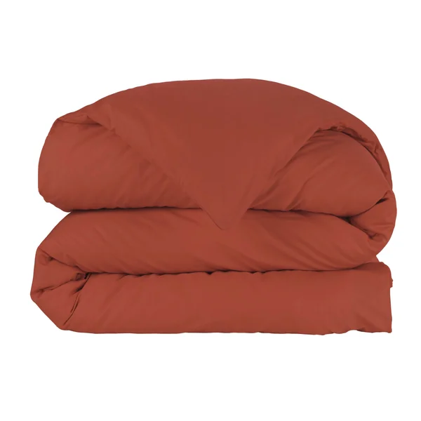 Housse de couette percale de coton (260 x 240 cm) Cali Terracotta