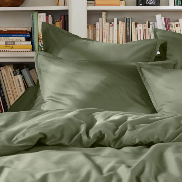 Housse de couette percale de coton (260 x 240 cm) Cali Vert romarin