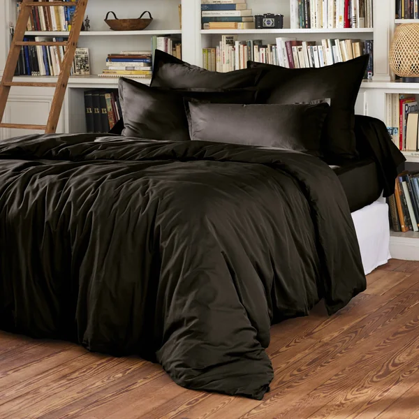 Housse de couette percale de coton (280 x 240 cm) Cali Noir