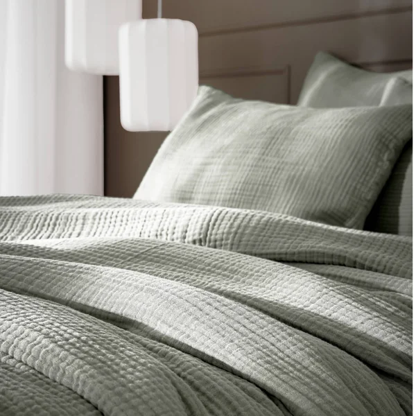 Housse de couette quadruple gaze de coton (260 x 240 cm) Victoria x Gaïa Vert romarin