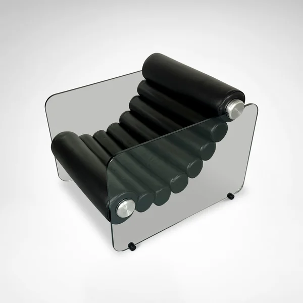 Hyaline leather and glass armchair by Fabio Lenci for Comfortline Italy 1960s
