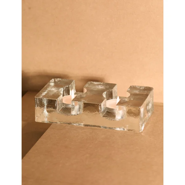 Important Scandinavian Clear Glass Candle Holder / Teapot Warmer c. 1960