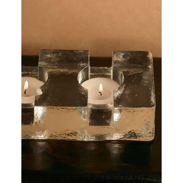 Important Scandinavian Clear Glass Candle Holder / Teapot Warmer c. 1960