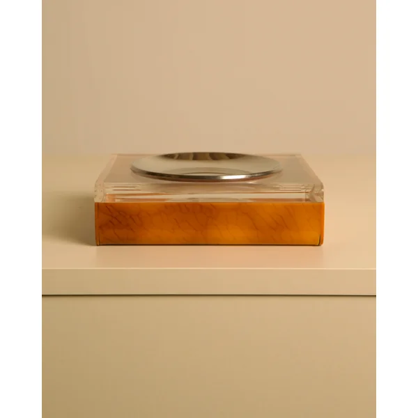Italian 70s plexiglass and brown bakelite valet tray