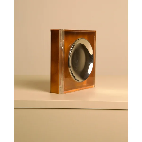 Italian 70s plexiglass and brown bakelite valet tray