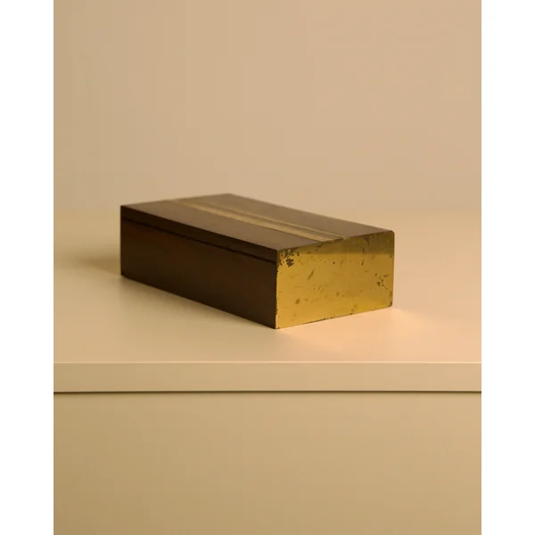 Italian Box in Handcrafted Wood and Patinated Brass, 1950s