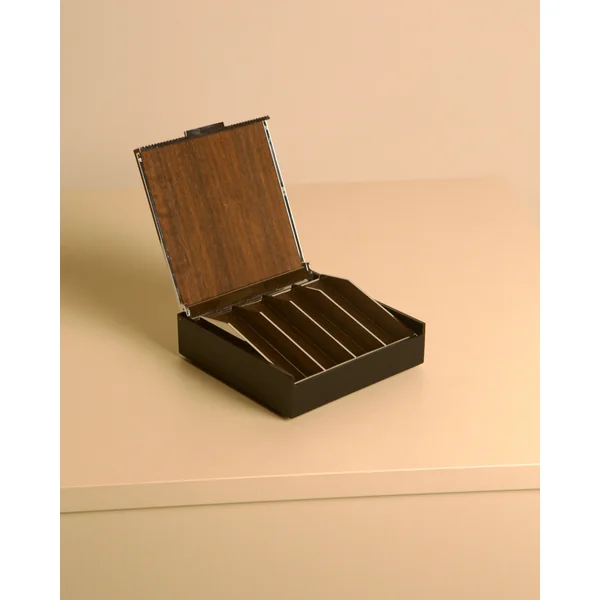 Italian box made of metal, plastic and wooden interior, 80s
