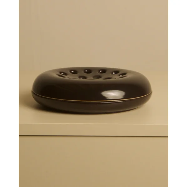 Italian Brown Ceramic Ashtray by Angelo Mangiarotti for Brambilla, 1960s