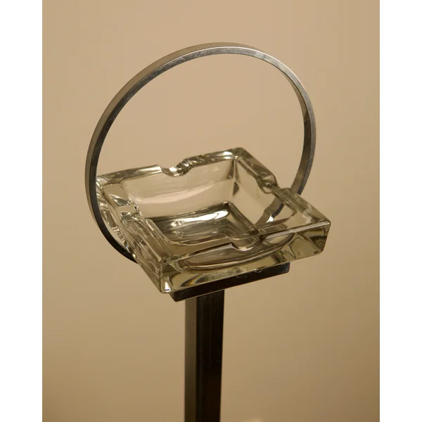 Italian Crystal Ashtray on a Chromed Metal Stand, 1950s