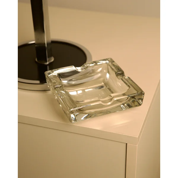 Italian Crystal Ashtray on a Chromed Metal Stand, 1950s