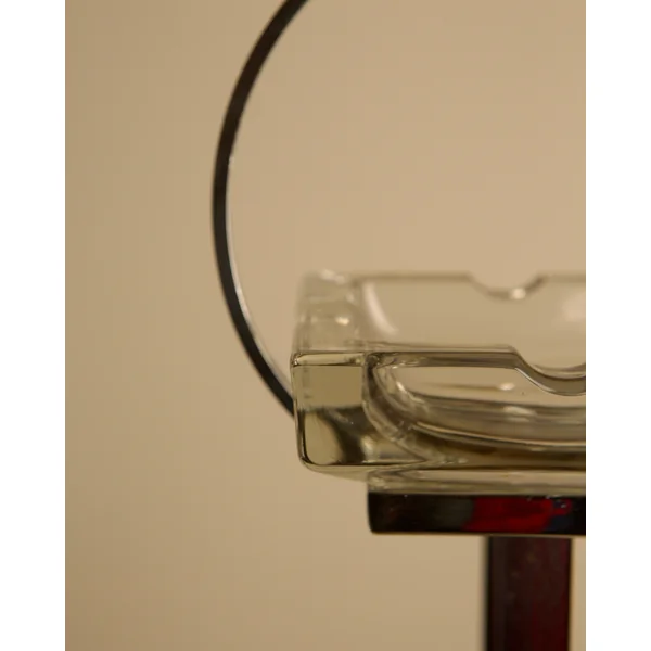 Italian Crystal Ashtray on a Chromed Metal Stand, 1950s