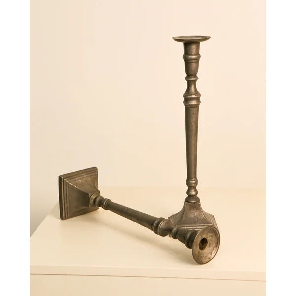 Italian Pair of Cast Aluminum Candleholders 60's