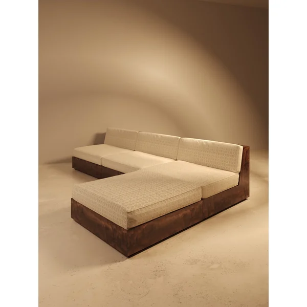 KAVA Collection I SOFA – Walnut Burl Finish, Dedar Upholstery