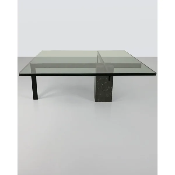 KW1 glass, metal and granite coffee table by Hank Kwint for Metaform 1980s