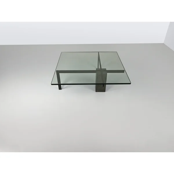 KW1 glass, metal and granite coffee table by Hank Kwint for Metaform 1980s