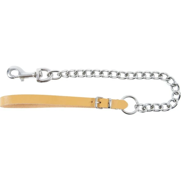 Laisse métal rivée chaîne fine - 1m - beige