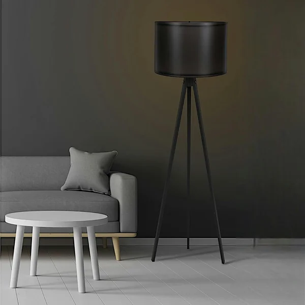 Lampadaire de salon noir avec trépied, style moderne KILIS
