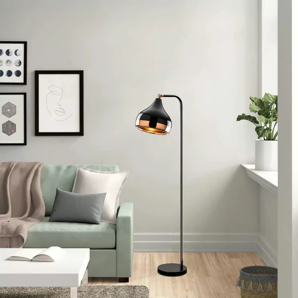 Lampadaire design noir et doré à tête orientable SILE