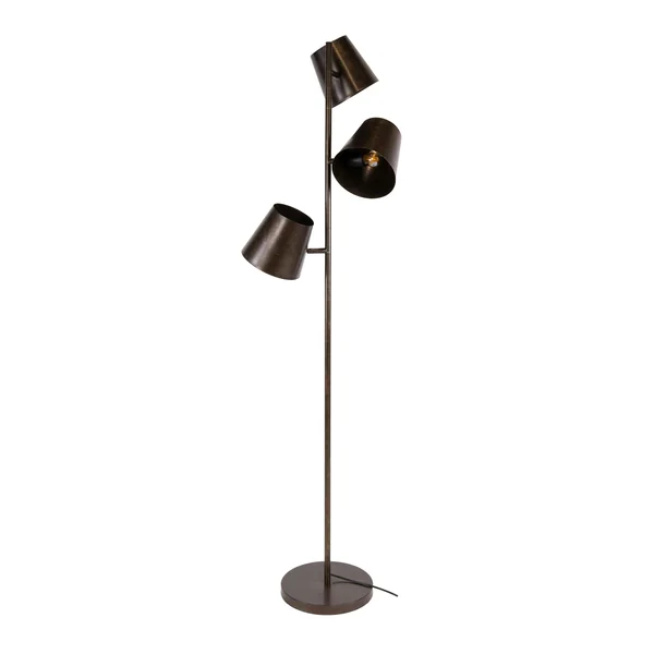 Lampadaire industriel 3 abat-jour métal brun NIAGARA