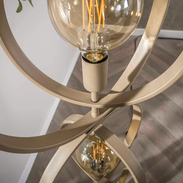 Lampadaire moderne beige mat, 3 anneaux pivotants TRIBECA