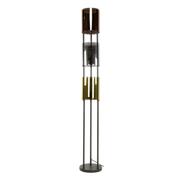 Lampadaire moderne tricolore, 3 abat-jour en verre NIAGARA