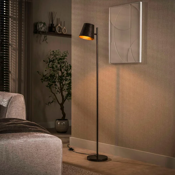 Lampadaire réglable métal brun 1 abat-jour NIAGARA